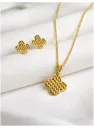 Conjunto Trevo folheado a ouro 18k