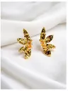Brinco Folha com zircônia folheado a ouro 18k